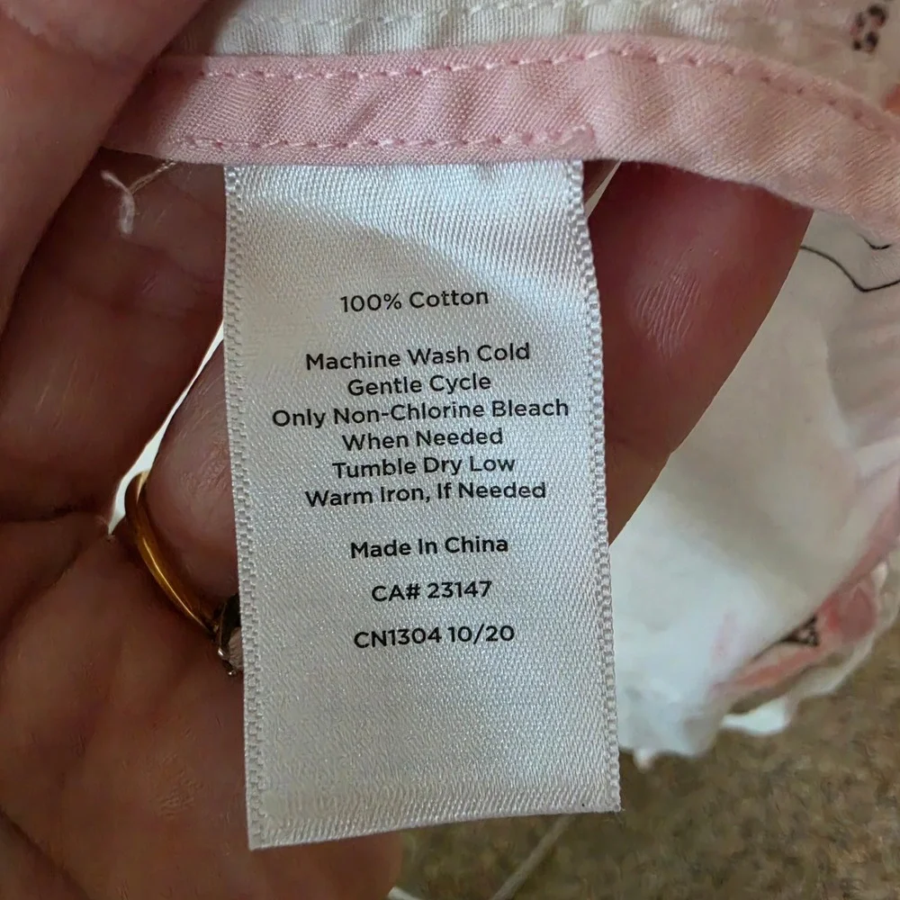Haven Well Within Women XL White Pink Floral 100% Cotton Wrap Robe Pockets